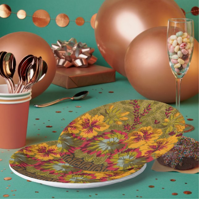 Colourful Flowering Nasturtiums Berries Partyware Paper Plate (Multi)