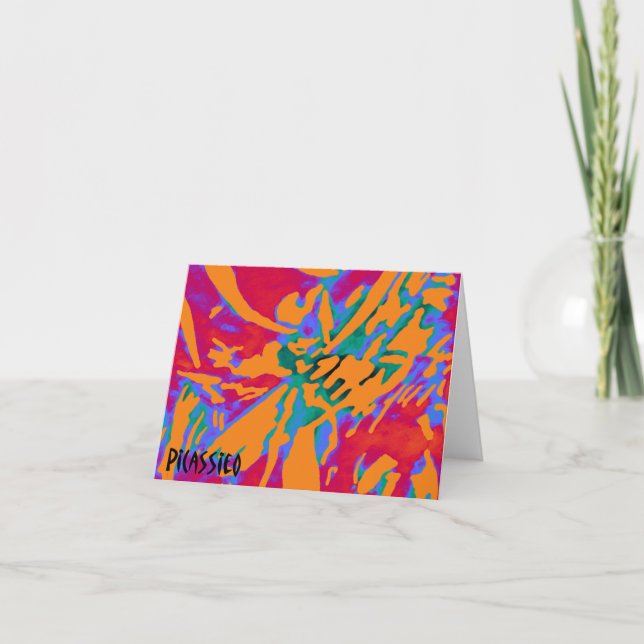 Colourful Flowerlike Abstract Art Note Card (Front)