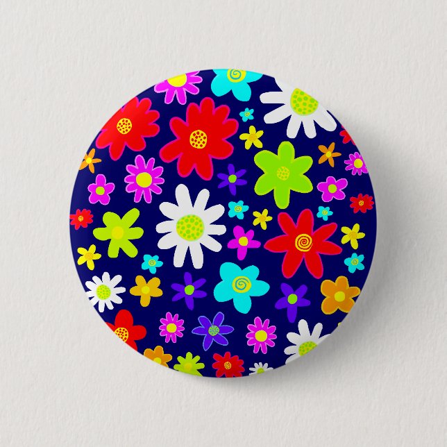 Colourful Flowers 2 Inch Round Button (Front)