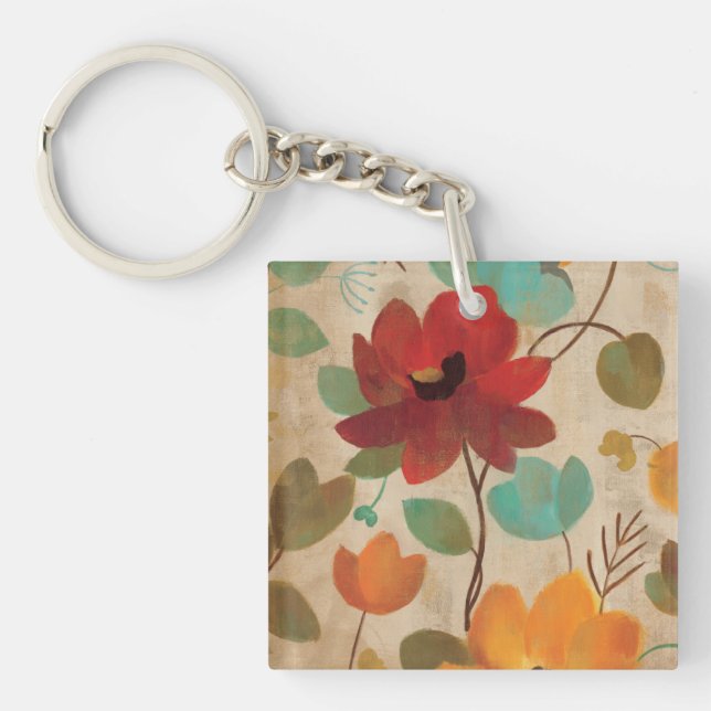 Colourful Flowers and Buds Keychain (Front)