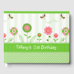 Colourful Flowers And Butterflies- Birthday Guest Book