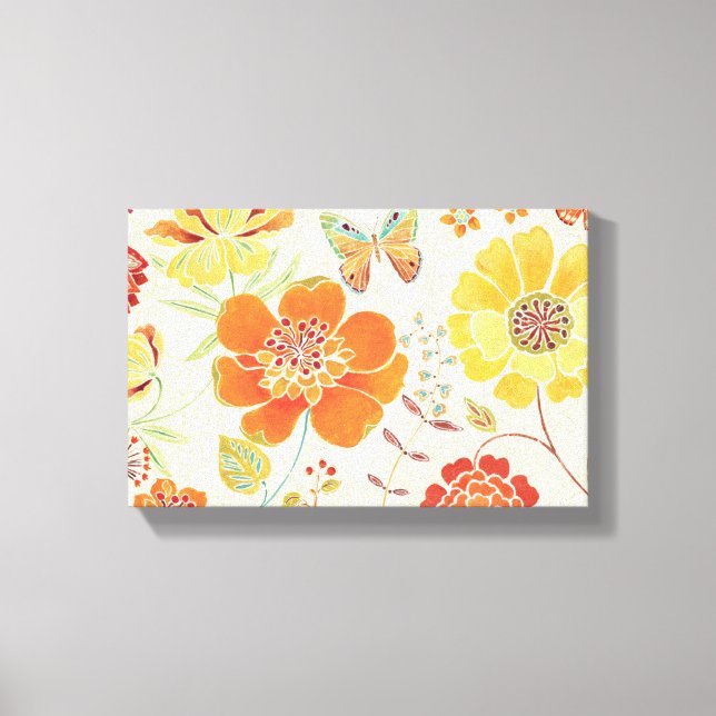 Colourful Flowers and Butterflies Canvas Print (Front)
