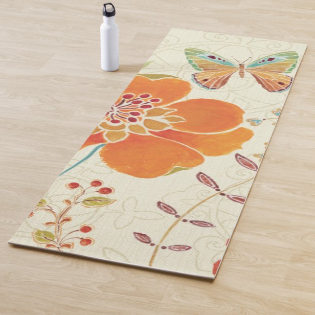 Colourful Flowers and Butterflies Yoga Mat (In Situ)