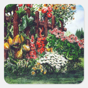 Colourful Flowers and Fence Painting Sticker