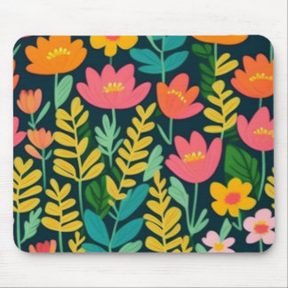 Colourful flowers and leaves mouse pad