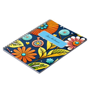 Colourful flowers and leaves Spiral Photo Notebook