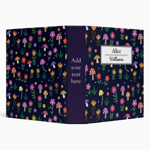 Colourful flowers and Mushrooms pattern custom nam Binder