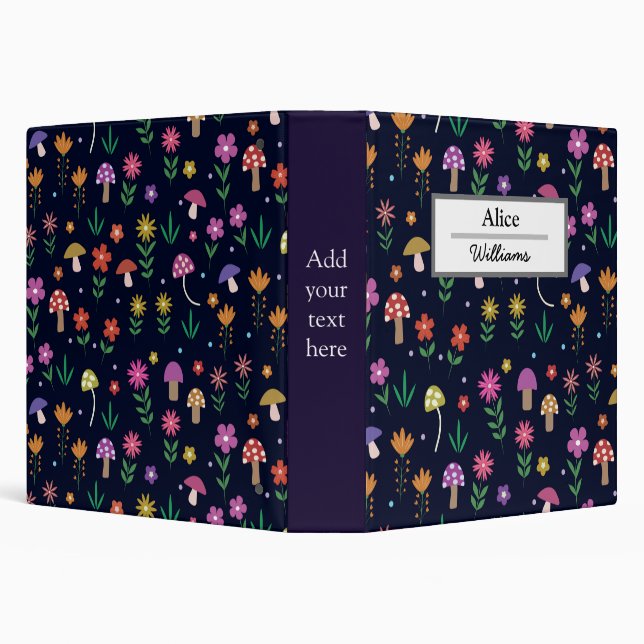 Colourful flowers and Mushrooms pattern custom nam Binder (Background)