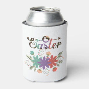 Colourful Flowers And Text Easter With Bunny Can Cooler
