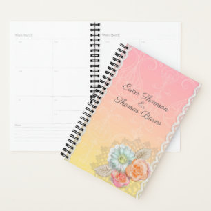 Colourful Flowers And White Lace Planner