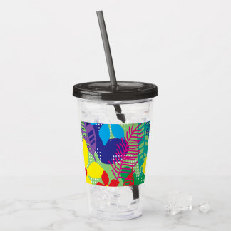 Colourful flowers background acrylic tumbler