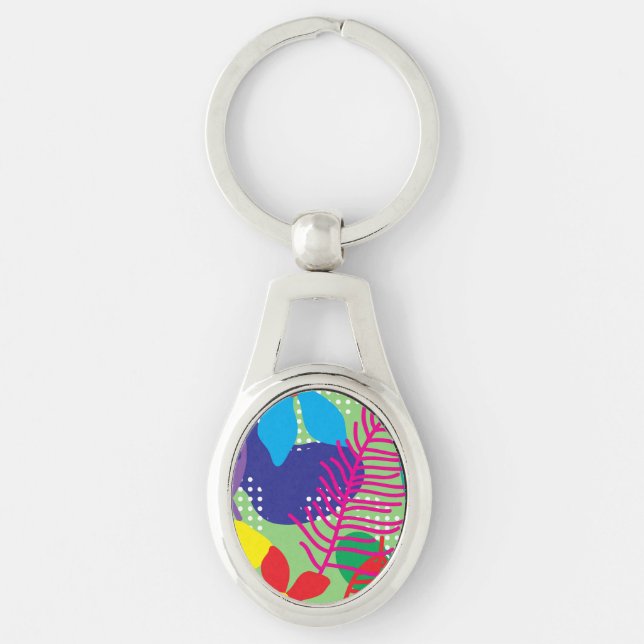 Colourful flowers background keychain (Front)