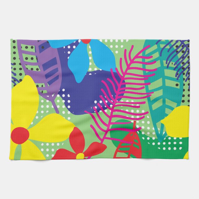 Colourful flowers background kitchen towel (Horizontal)