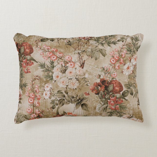colourful flowers background. watercolor Illustrat Accent Pillow (Front)