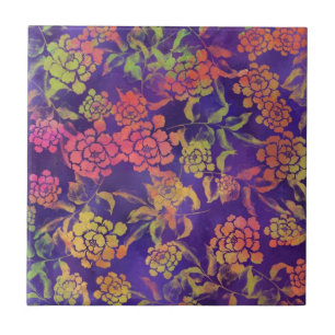 Colourful Flowers - Beautiful Garden - Purple Tile