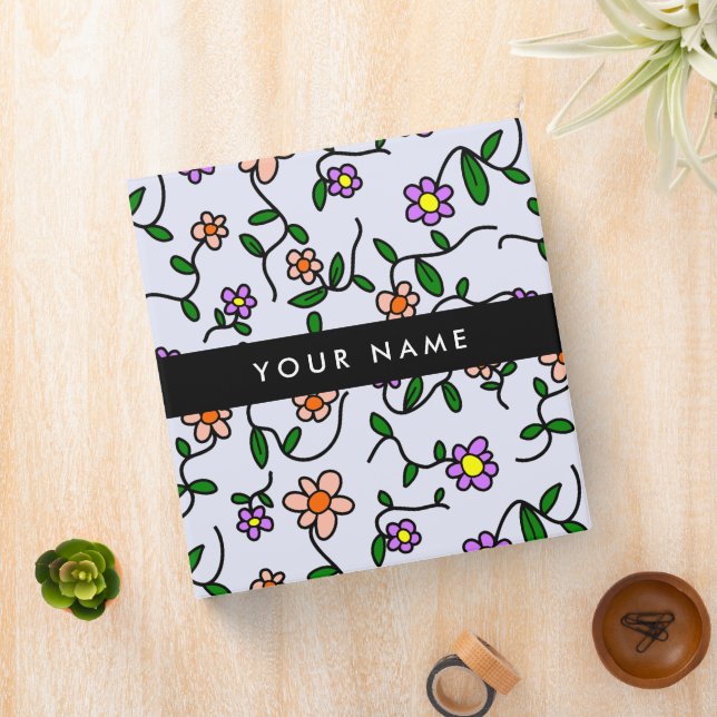 Colourful Flowers, Blue Background, Black Binder (In Situ)