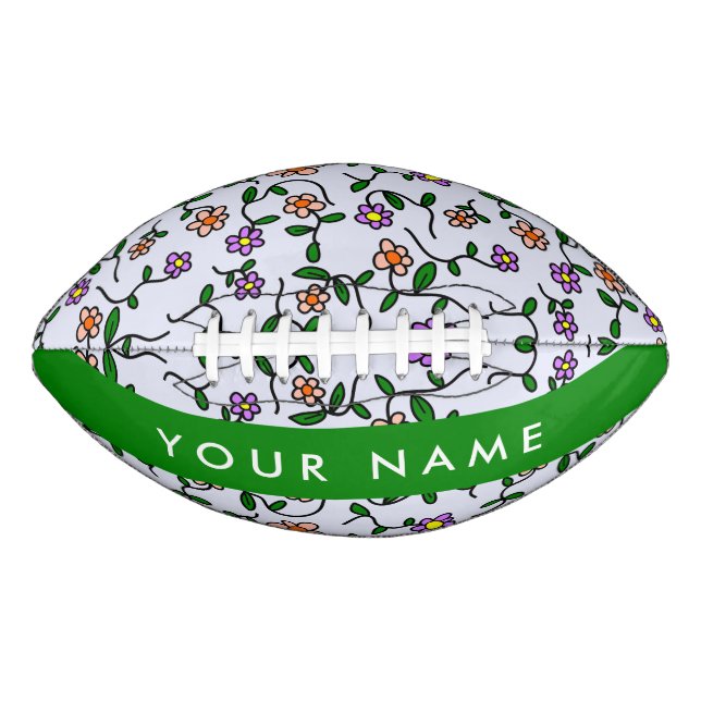 Colourful Flowers, Blue Background, Green Football (Front)