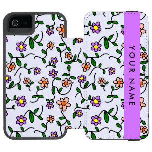 Colourful Flowers, Blue Background, Purple Incipio Watson™ iPhone 5 Wallet Case