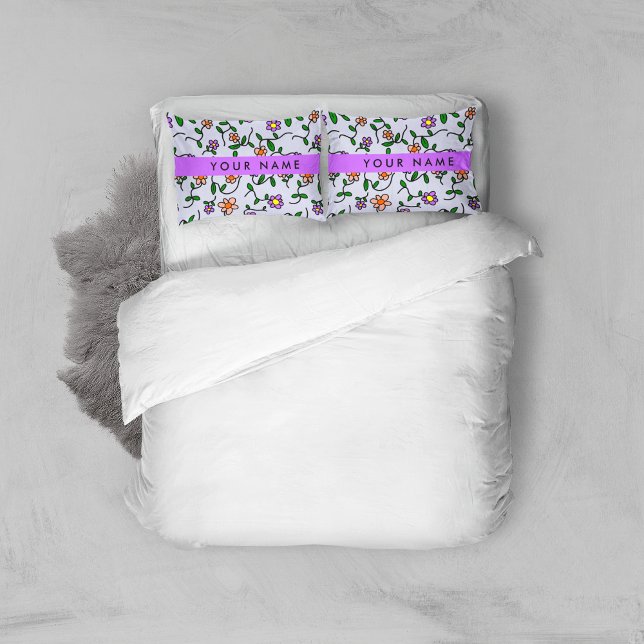 Colourful Flowers, Blue Background, Purple Pillowcase (Creator Uploaded)
