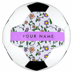 Colourful Flowers, Blue Background, Purple Soccer Ball
