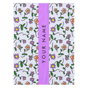 Colourful Flowers, Blue Background, Purple Tablecloth