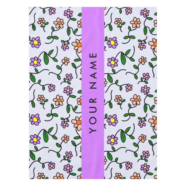 Colourful Flowers, Blue Background, Purple Tablecloth (Front)