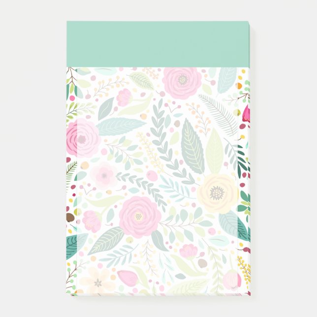 Colourful flowers Blue sky colour block Girly Post-it Notes (Front)