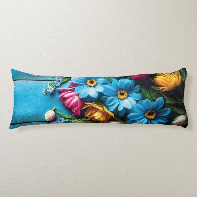 Colourful Flowers Body Pillow (Front)