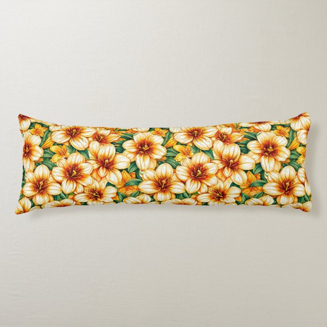 Colourful flowers body pillow (Front)