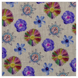 Colourful Flowers Boho Floral Nature Chic Fun Cool Fabric