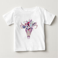 Colourful flowers boho skull