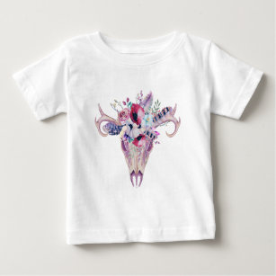 Colourful flowers boho skull baby T-Shirt