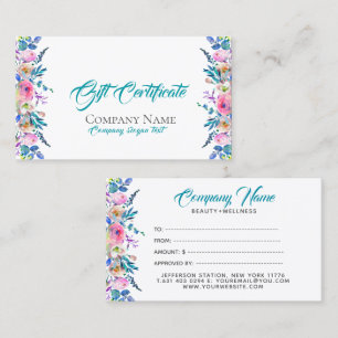 Colourful Flowers Border Gift Certificate Template
