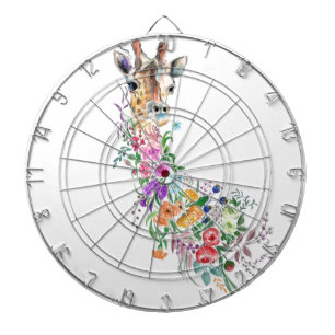 Colourful Flowers Bouquet Giraffe Dart Board