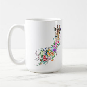 Colourful Flowers Bouquet Giraffe - Drawing Floral Coffee Mug