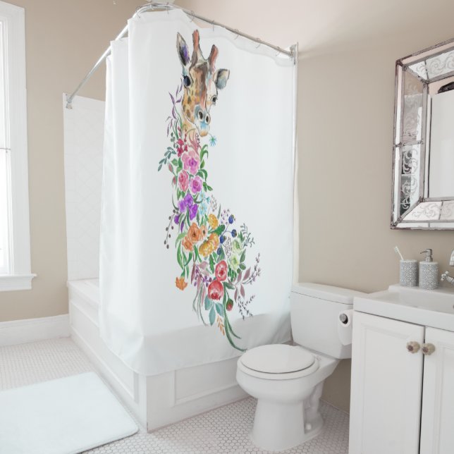 Colourful Flowers Bouquet Giraffe - Drawing Modern (In Situ)