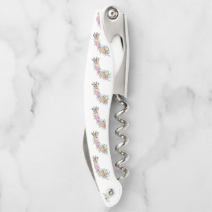 Colourful Flowers Bouquet Giraffe - Drawing Modern Corkscrew
