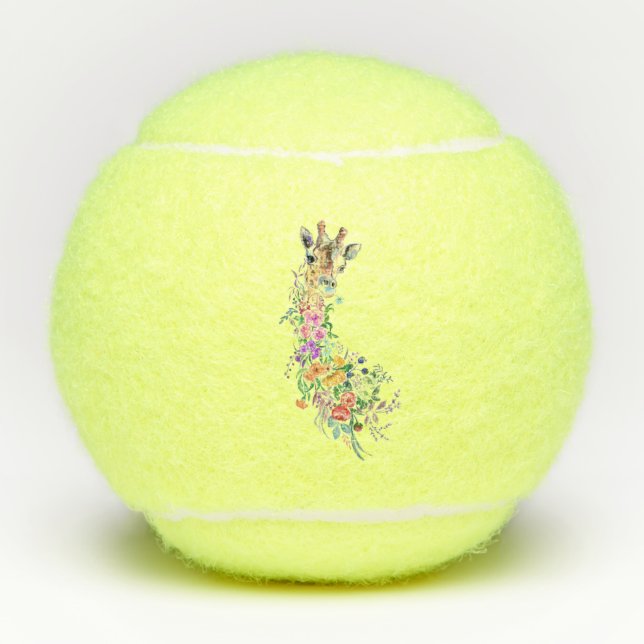 Colourful Flowers Bouquet Giraffe - Drawing Modern Tennis Balls (Front)