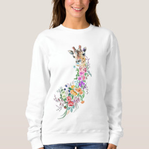 Colourful Flowers Bouquet Giraffe - Spring Sweatshirt