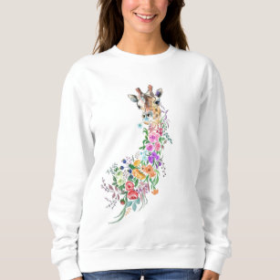 Colourful Flowers Bouquet Giraffe - Spring  Sweatshirt