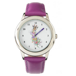 Colourful Flowers Bouquet Giraffe Watch