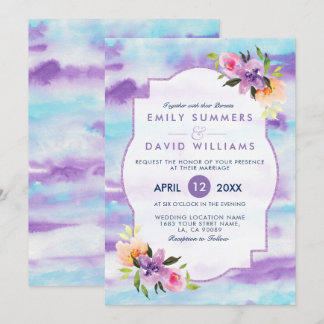 Colourful Flowers BouquetWatercolors Wedding Invit Invitation