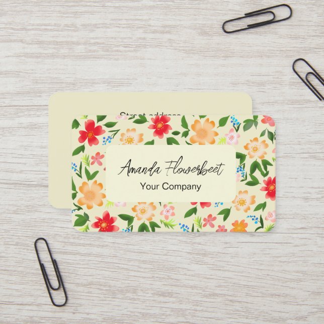 Colourful flowers Business Card (Front/Back In Situ)