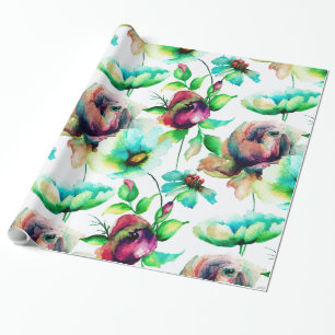 Colourful Flowers Collage Seamless Pattern Wrapping Paper