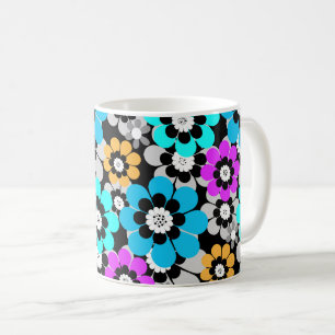 Colourful flowers daisies Blue Turquoise Purple  Coffee Mug