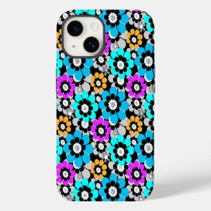 Colourful flowers daisies Blue Turquoise Purple iPhone 14 Case