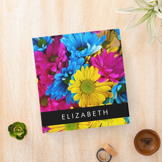 Colourful Flowers, Daisies, Boho, Your Name Binder (In Situ)