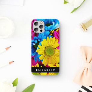 Colourful Flowers, Daisies, Boho, Your Name iPhone 16 Case