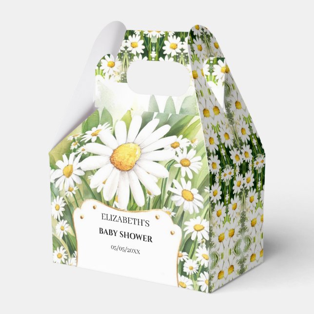 Colourful Flowers Daisy Baby Shower Favor Box (Front Side)