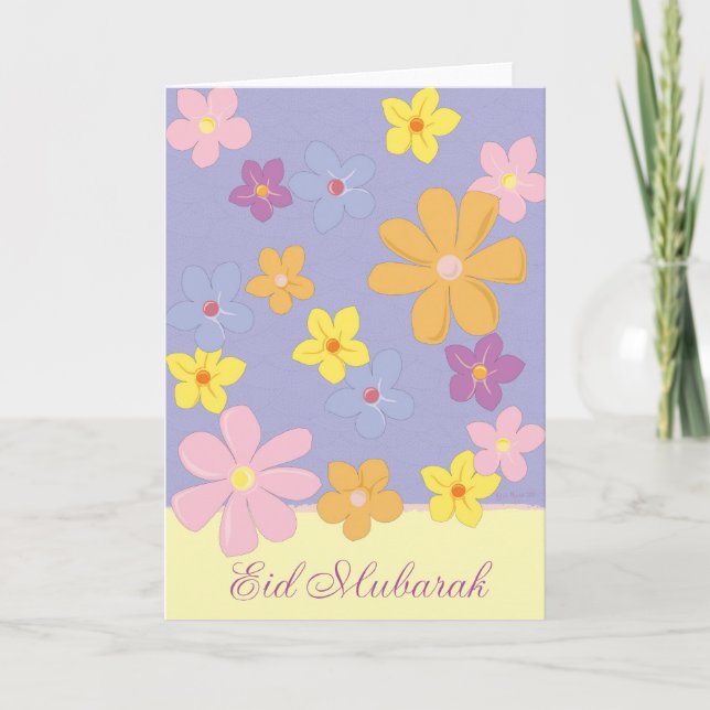 Colourful Flowers - Eid Mubarak Card (Front)